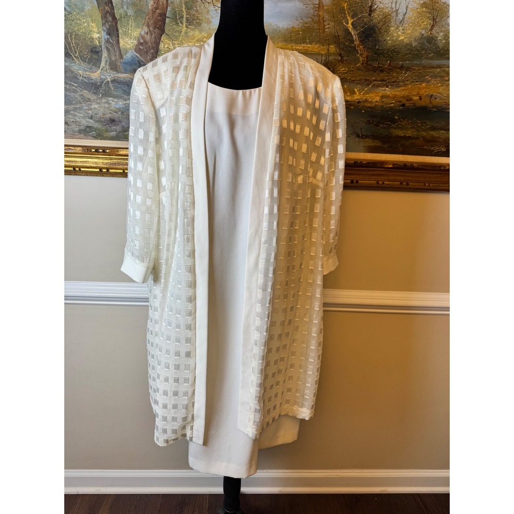 R&M Richards Ivory Dress Sheer Duster Jacket Set Women's 20WP Wedding Bridal